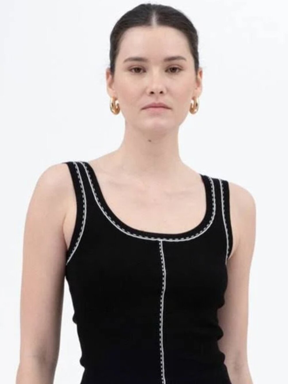 House of Harlow 1960 Black Tank Top with White Contrast Stitch, XS